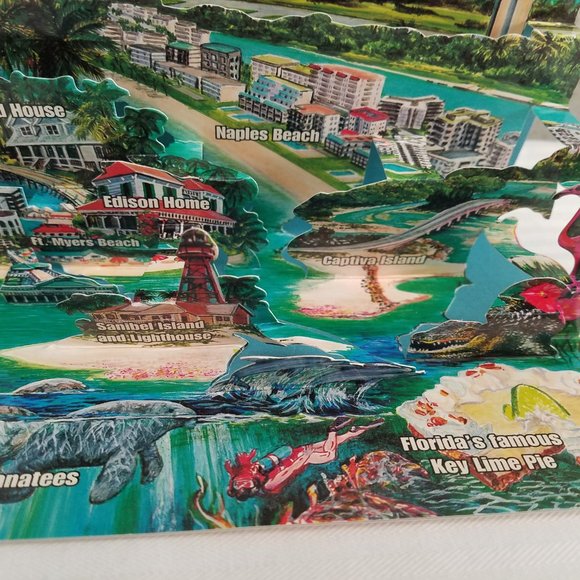 VTG Florida's Gulf Coast Popup Postcard Ft Myers Beach Sanibel Captiva Island - Picture 2 of 9